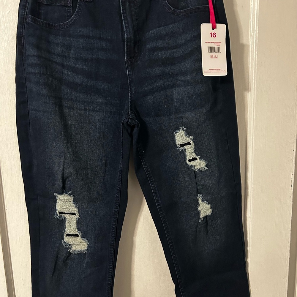 Justice Dark Blue Distressed Boyfriend Jeans